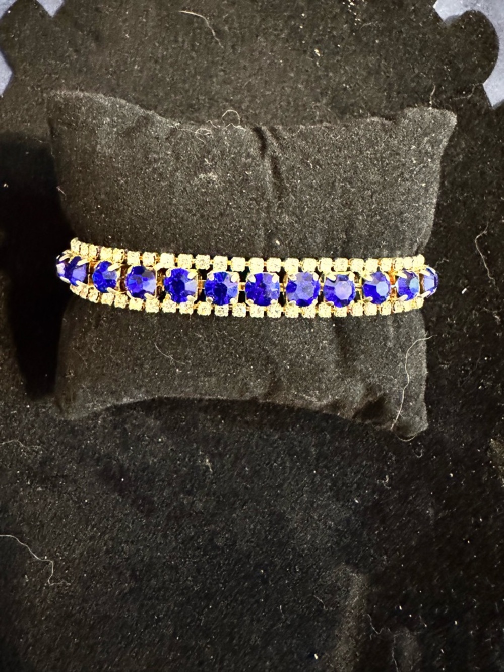 Gold Bracelet with Deep Blue Crystals - Women's Jewelry. New without tags